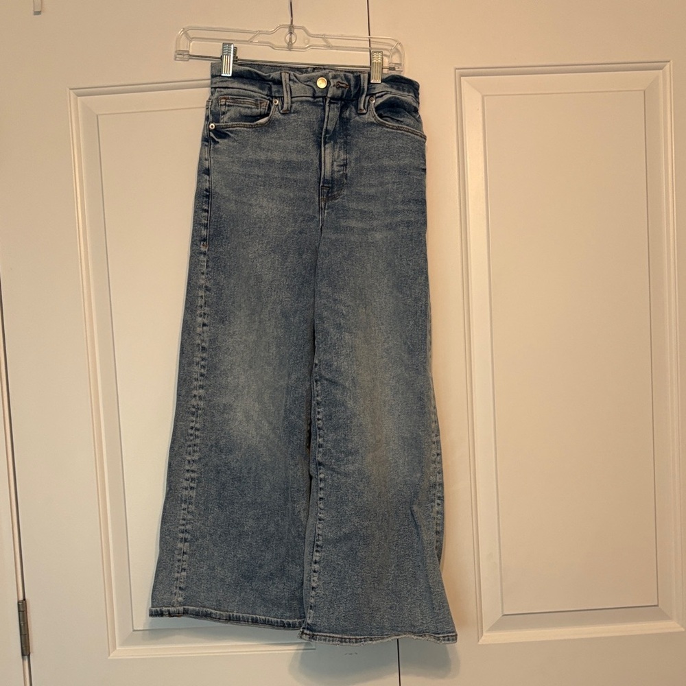 Good American High Rise Wide Leg Blue Jeans